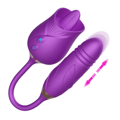 Rose and Dildo Vibrator with Licker