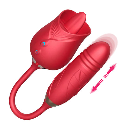 Rose and Dildo Vibrator with Licker